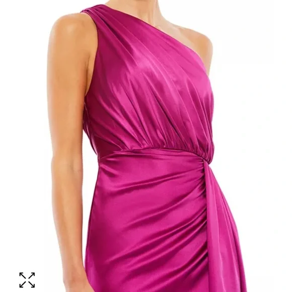 Mac Duggal Fuchsia One-Shoulder Maxi Dress - Picture 4 of 8
